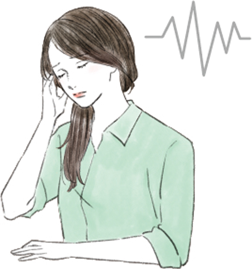 片頭痛に悩む女性のイラスト