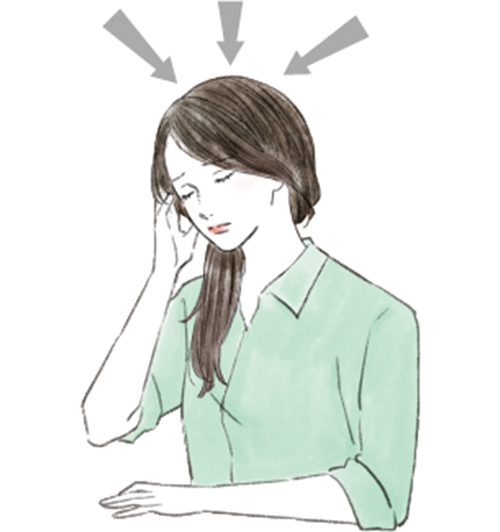 緊張型頭痛に悩む女性のイラスト
