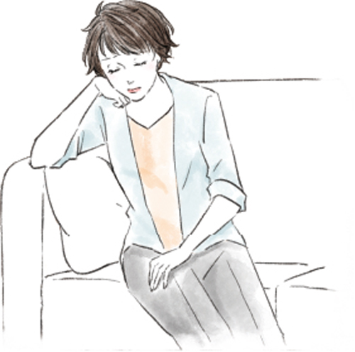 じっとしている女性のイラスト