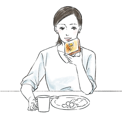 食事をしている女性のイラスト