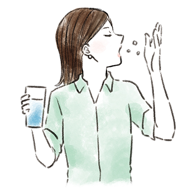 お薬を飲む女性のイラスト