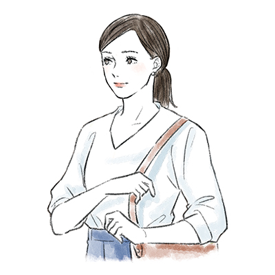 外出する女性のイラスト