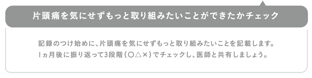 片頭痛を気にせずもっと取り組みたいことができたかチェック